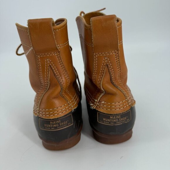 L.L. Bean Vintage Original Classic Brown Bean Leather Waterproof Rain 8 Boots - Picture 3 of 8